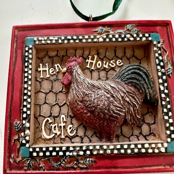 Kurt S Adler Santa's World Hen House Cafe Chicken Holiday Christmas Ornament - Picture 3 of 6